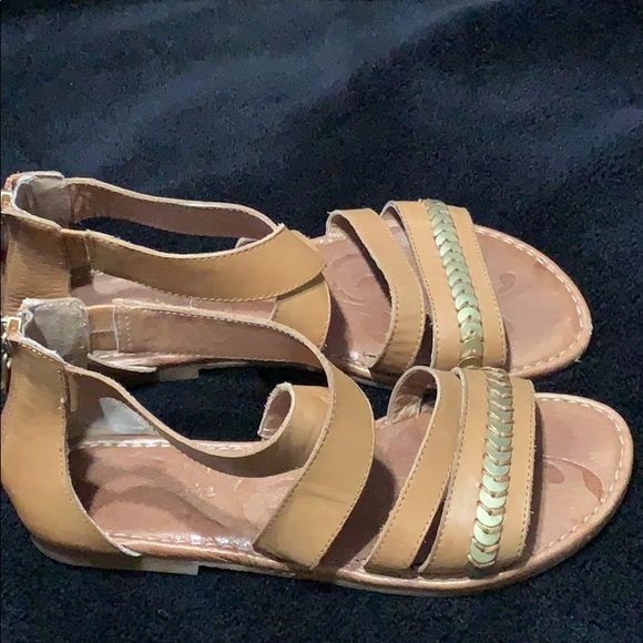 Nurture Camel and Gold Gladiator Sandals - Picture 2 of 4